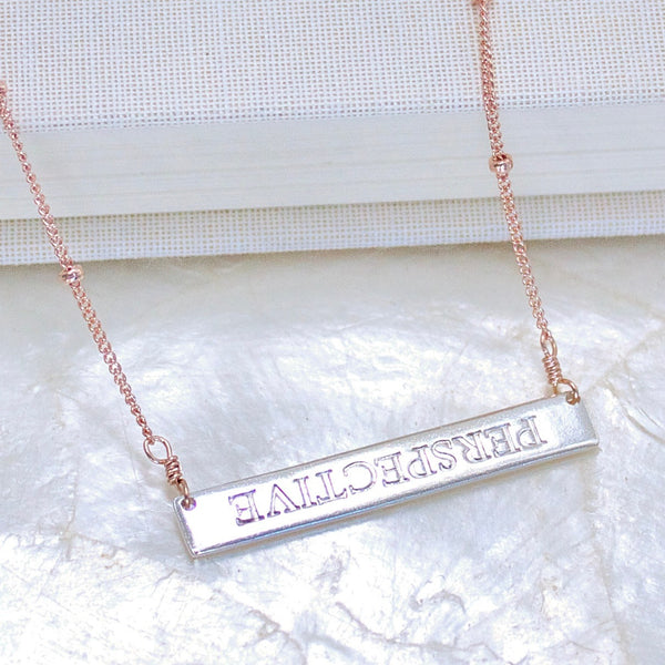 Perspective Inspiration Necklace in Fine Silver and 14kt Rose Gold Fill