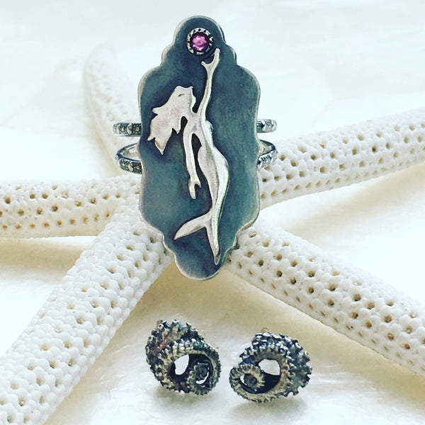 Filigree Coquina Shell Butterfly Necklace in Sterling Silver 