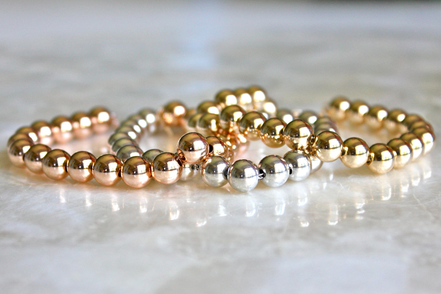 Gold Filled Beaded Bracelets Gold / 8mm